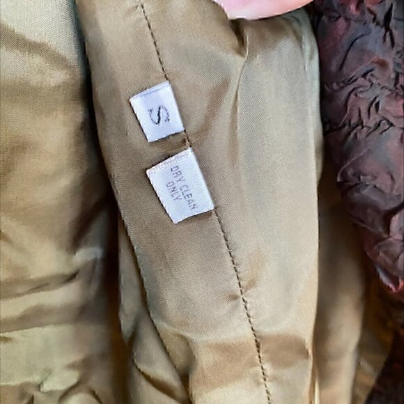 RARE FIND - VINTAGE Anna Carlson Crushed Silk Jacket Rainbow Stitching Small - Picture 7 of 7